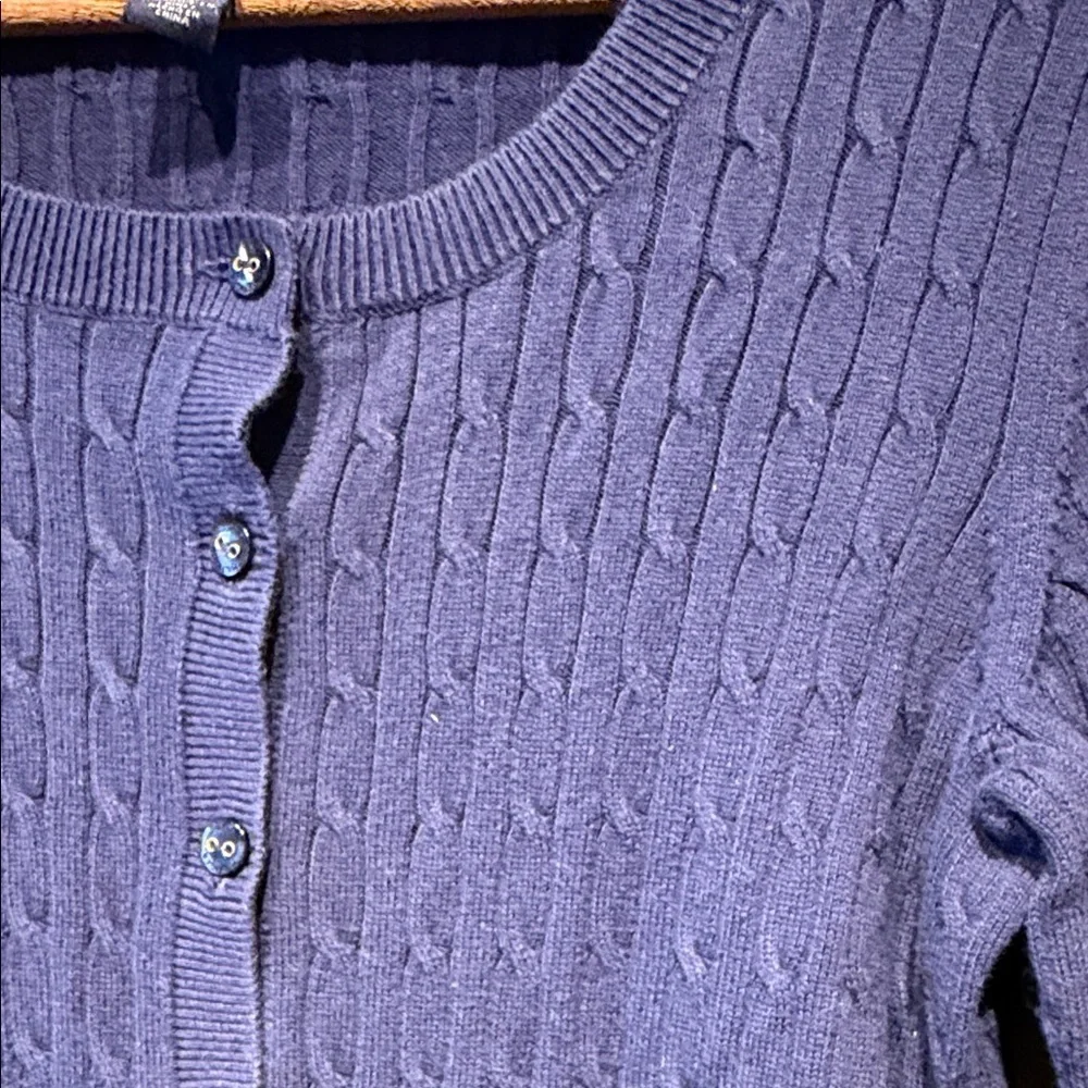 Tommy Hilfiger Women's Blue Cable Knit Sweater - Picture 4 of 6